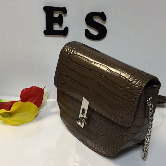 BCBG Handbags - BCBG Broken Arrow Croc Embossed Bag - Taupe